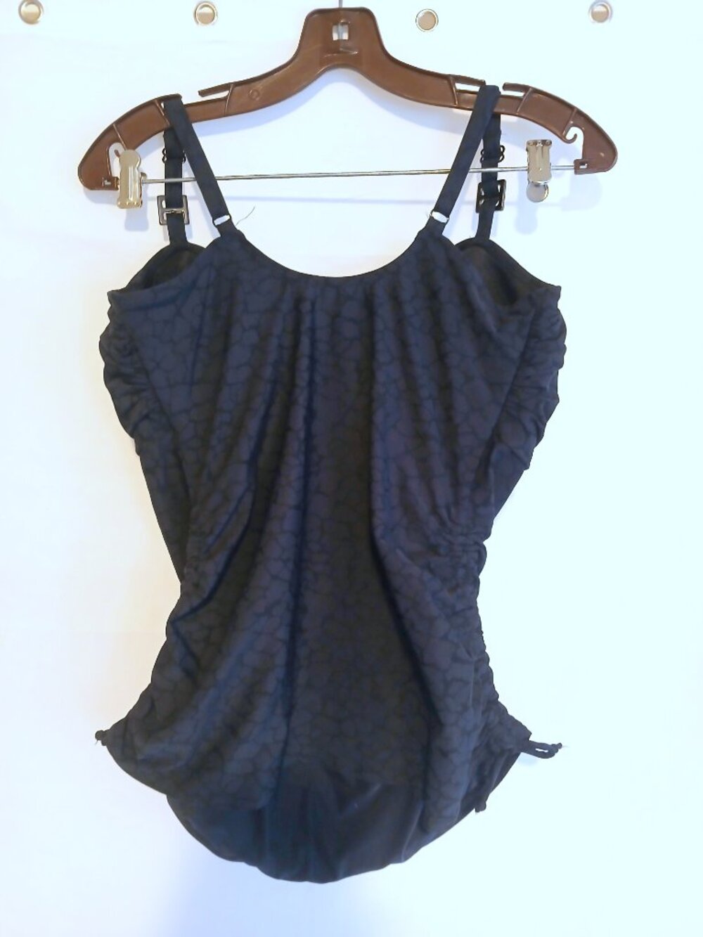 Fantasie Black Ruched Underwire Tankini Top 38F Boho Chic Swimwear Resortwear - Picture 5 of 8